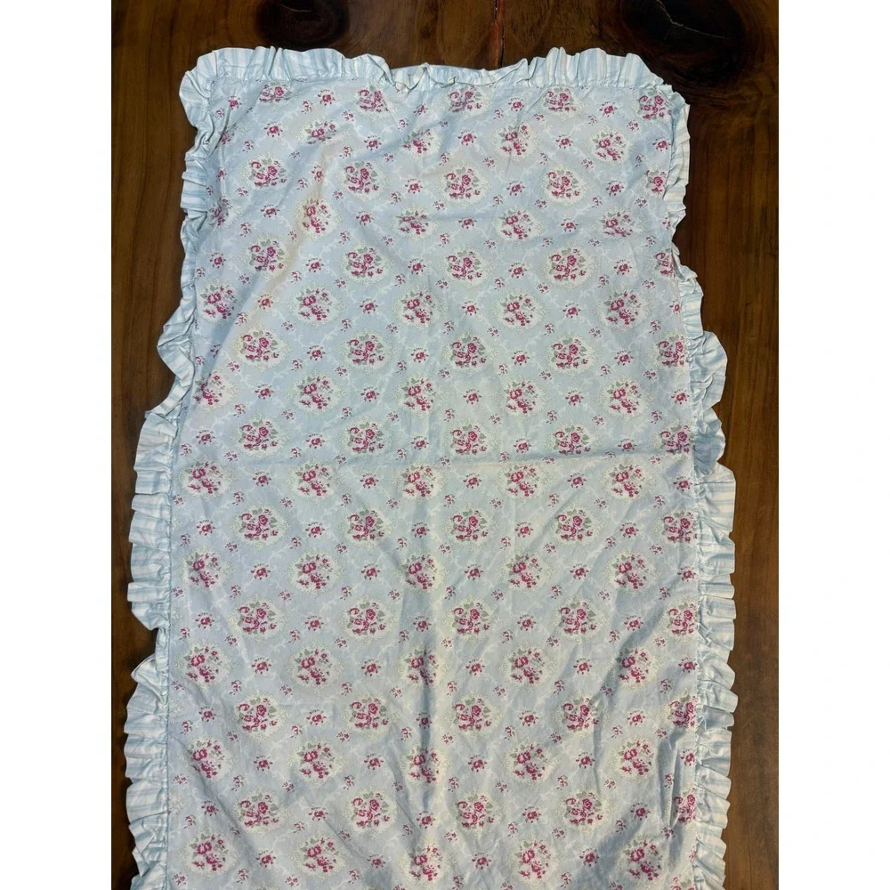 Simply Shabby Chic Faded Paper Rose Floral Pillow Sham Cotton Stripe D3-24